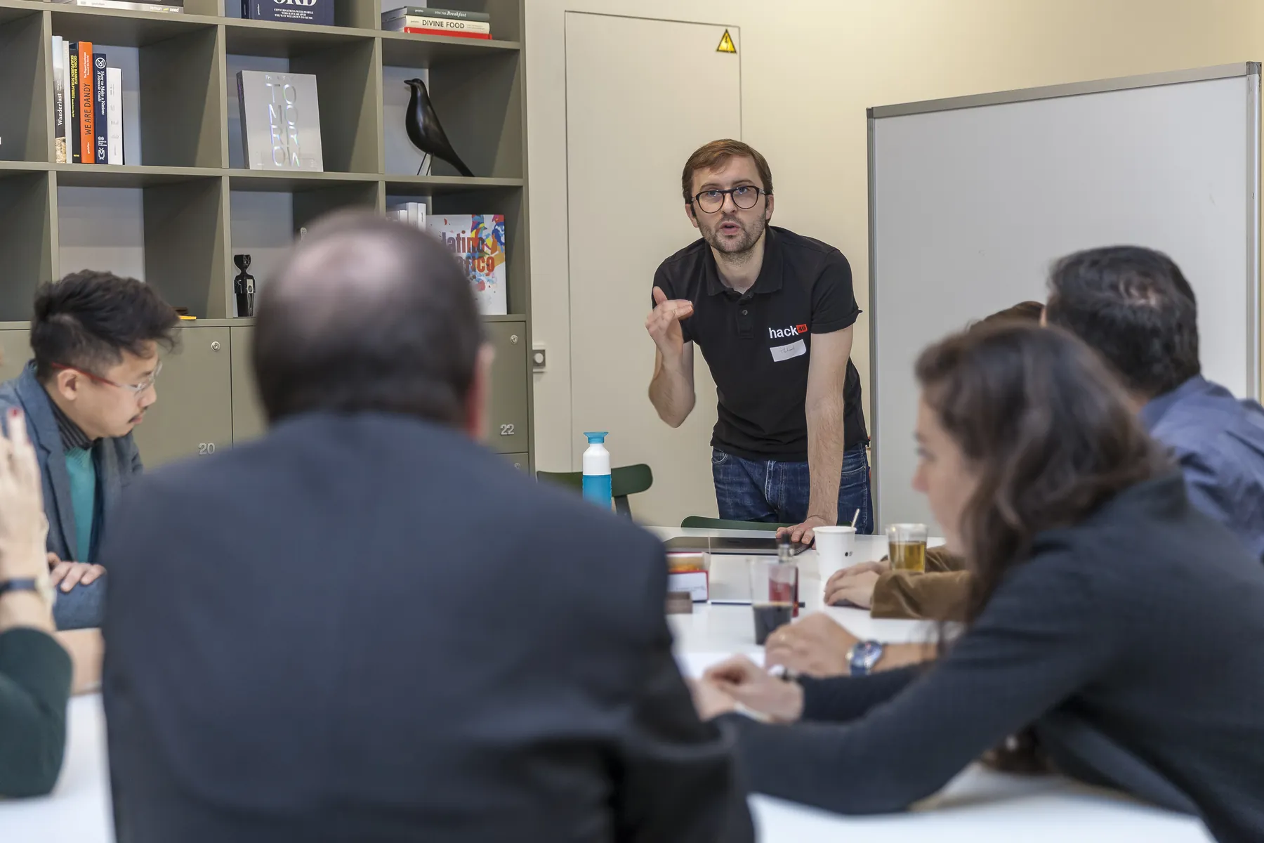 A Hack40 entrepreneur coaching a team